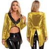 Womens Halloween Magician Dress Suit Circus Tailcoat Jacket Sparkle Sequin Blazers Tuxedo Outerwear Dress Up Costumes