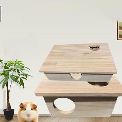 Small Animal Wood  House Maze Tunnels Exploring Multi Chamber Hamster Hideout Enrichment Toys