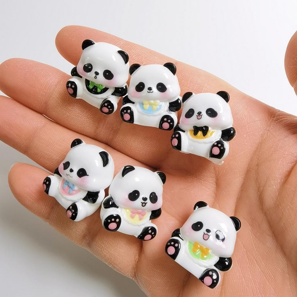 100pcs Kawaii 3D Resin Cartoon Animal Panda Miniatures Figurines Home Decor DIY Crafts Doll House Decorative Desktop Ornament