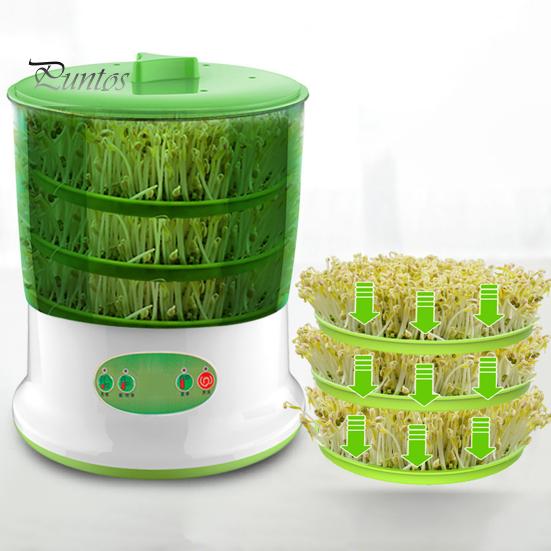 Auto Bean Sprouter 1 Set Sprout Machine Rapid Germination Automatic Soaking Water-Storage Germinating Short Cycle EU Plug Sprouting Bucket Home Supply