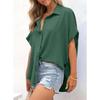 2025 Summer Women's Casual Solid Color Button Short Sleeve Shirt