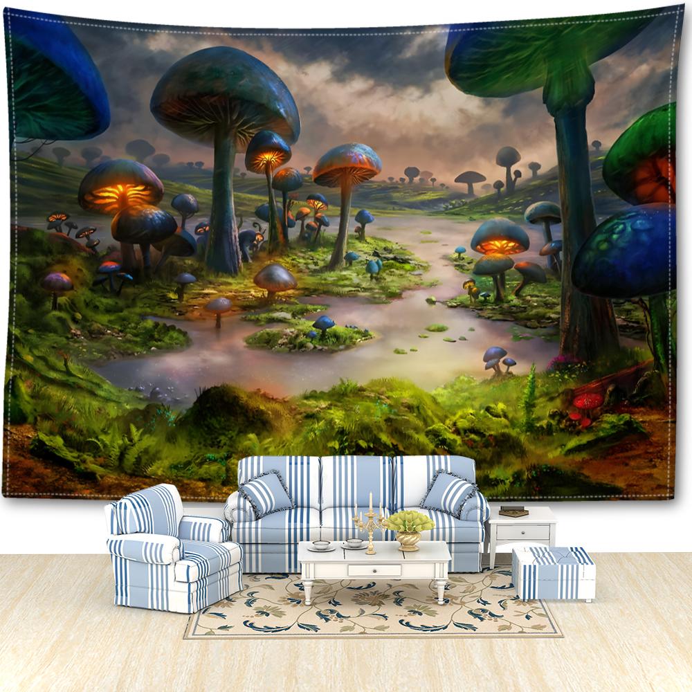 After Rain Mushroom Forest Tapestry Wall Hanging Bohemian Abstract And Minimalist Modern Style Living Room Bedroom Home Decor