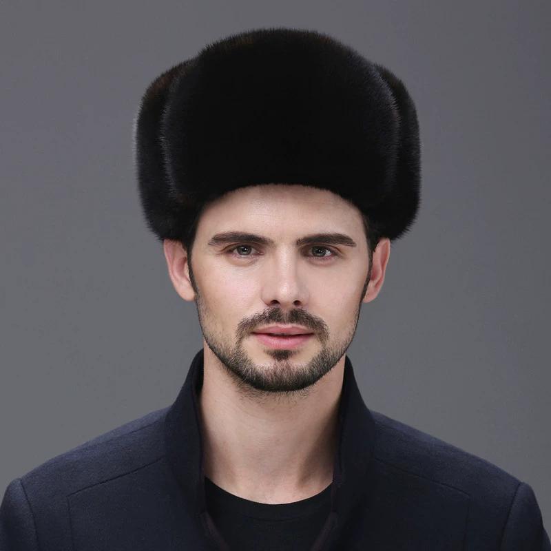 Cheney fox mink hat men's whole mink mink fur hat winter in the elderly leather mink thermal cotton hat