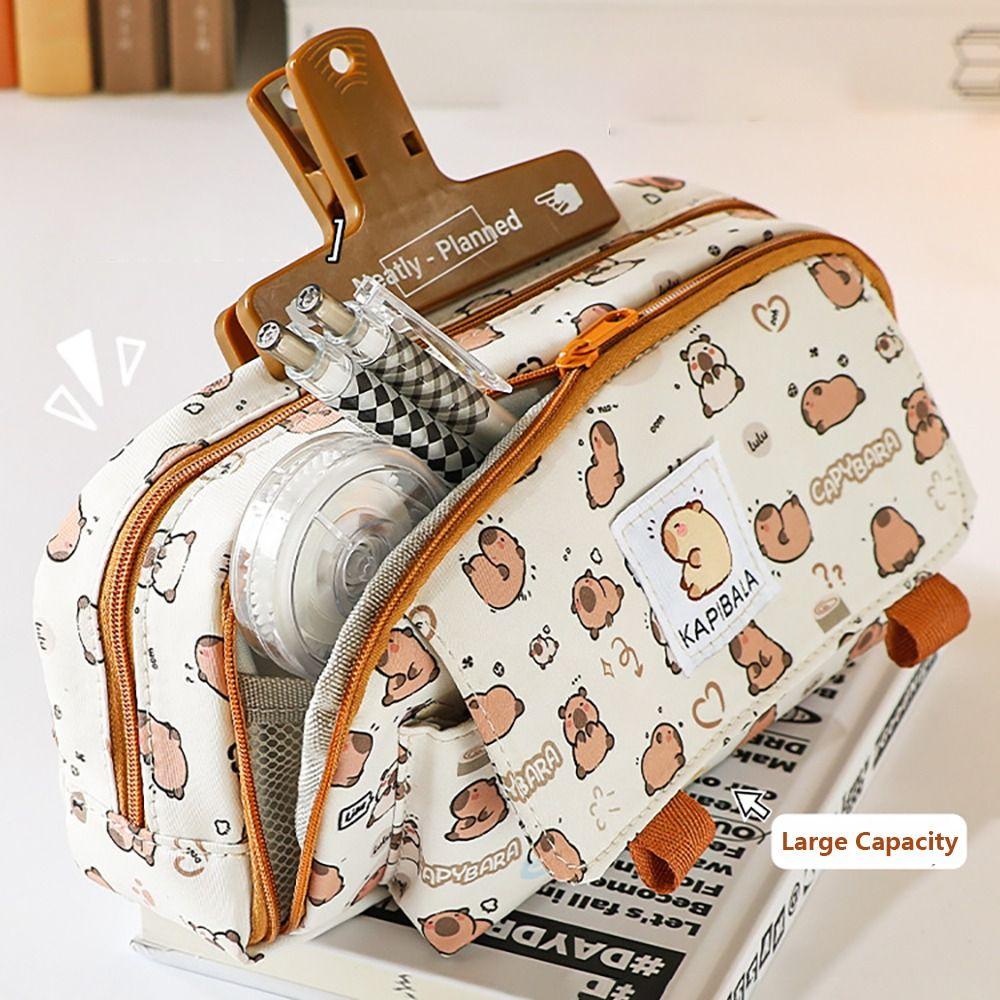 Three-layer Pen Bag Large Capacity Stationery Organizer High Quality Pencil Case  School Office