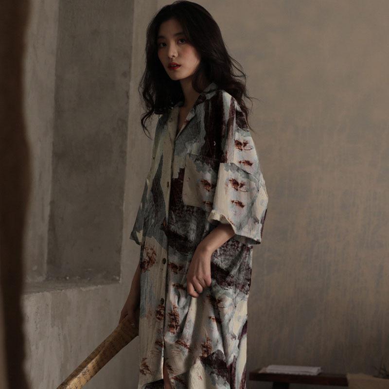 Women's Pajamas Spring and Summer New Ice Silk Nightgown Feel Women's Home Pajamas Set