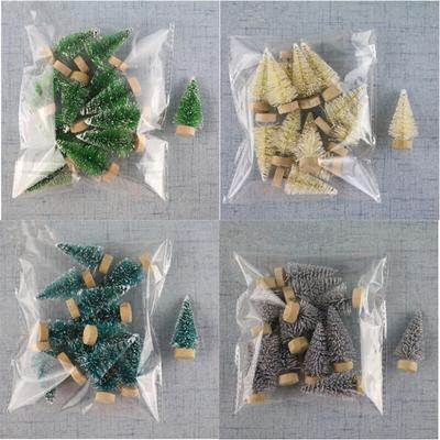 Mini sapin de noël en pin, 12 pièces, décorations de noël, bricolage, décoration de neige, Mini arbres