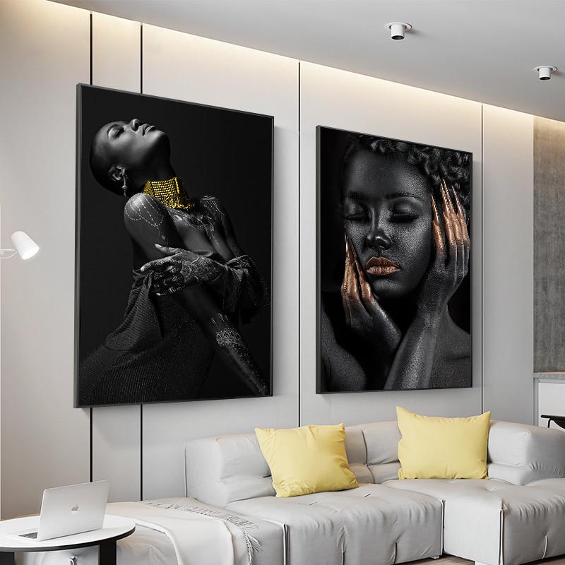 Black African Women Picture Wall Art Canvas Painting Modern Living Room Bedroom Home Decor Painting Posters and Prints Cuadros