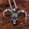 Creativo Collar de Acero Inoxidable 316L Calavera Fantasma Vintage Vikingo para Hombre Moda Neo-Gótica Rock Fiesta Colgante Amuleto Joyería