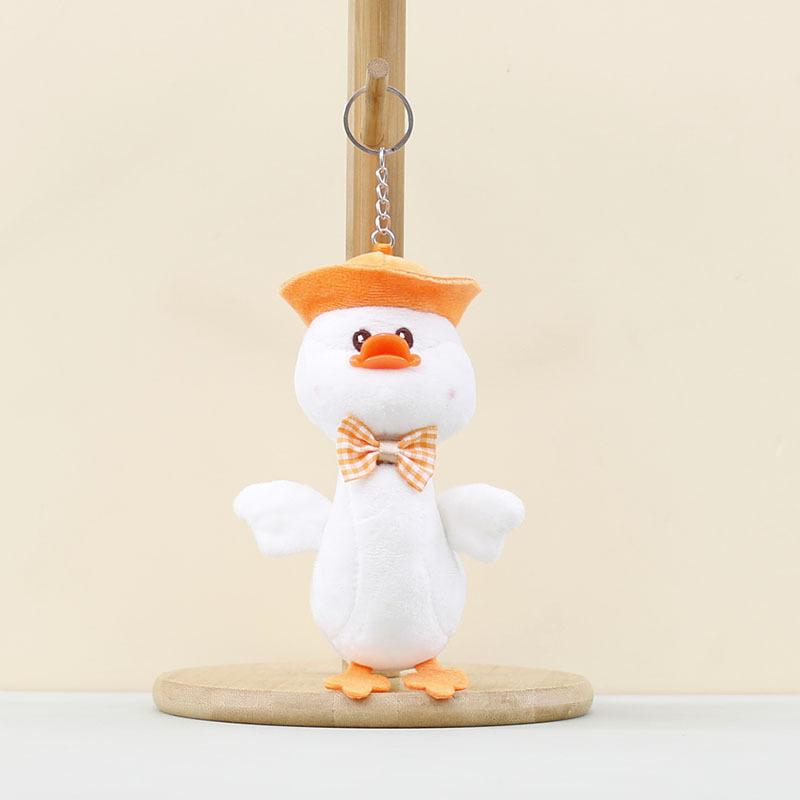 

Toy Duck Plush Bow Decoration Doll Keychains Backpack Pendant Holiday Gifts White