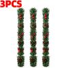 34CM Simulated Red Berry Wreath Strap Green Rattan Garland with Pine Cones Xmas Tree Christmas New Year Door Home Stairs Decor