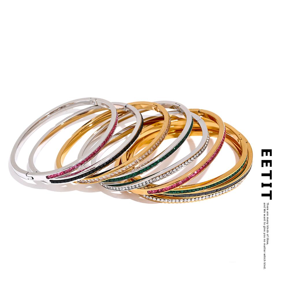 

Eetit две формы круглый квадратный красочный браслет из нержавеющей стали с кубическим цирконием Роскошные модные женские украшения Bijoux 2023