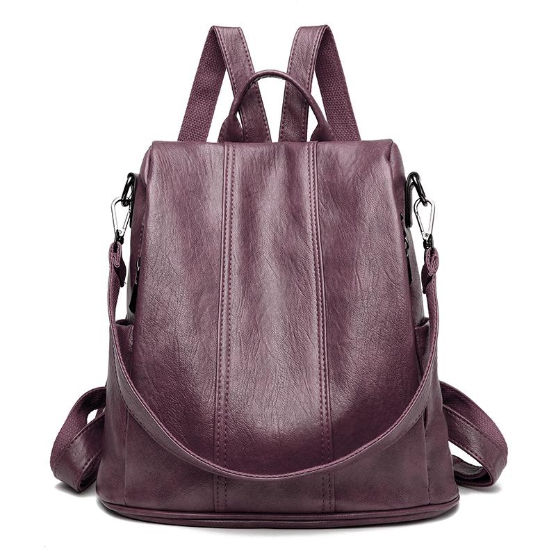 Women's Retro Anti-theft Faux Leather Backpack - High-end, Versatile, Large Capacity