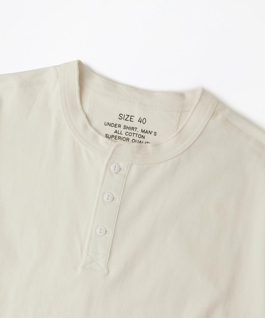 OUTSTANDING Henley Neck Half Sleeve Tee_Off White