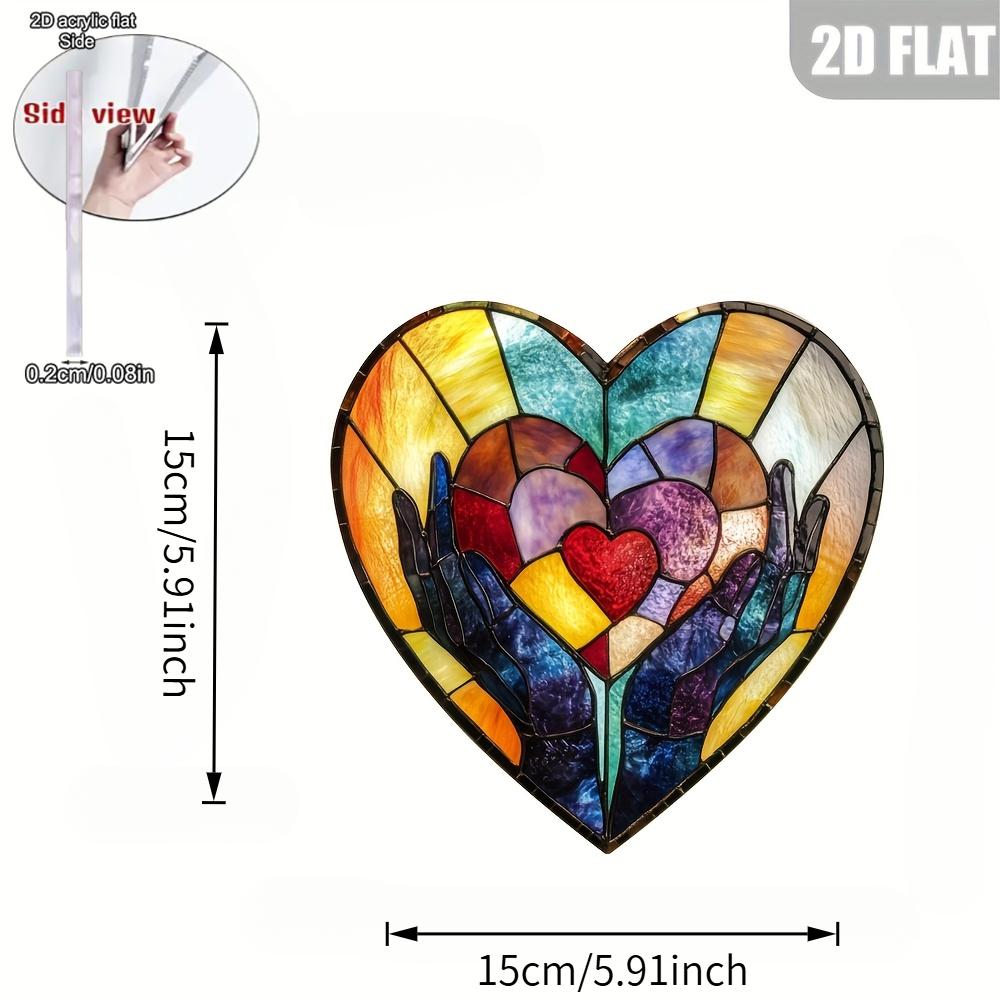 1pc Handheld Heart-Shaped Sun Catcher, Garden Sun Catcher, Decorative Plaque and Ornament, Colorful Window Hanging, Floral Decoration, Holiday Gift 