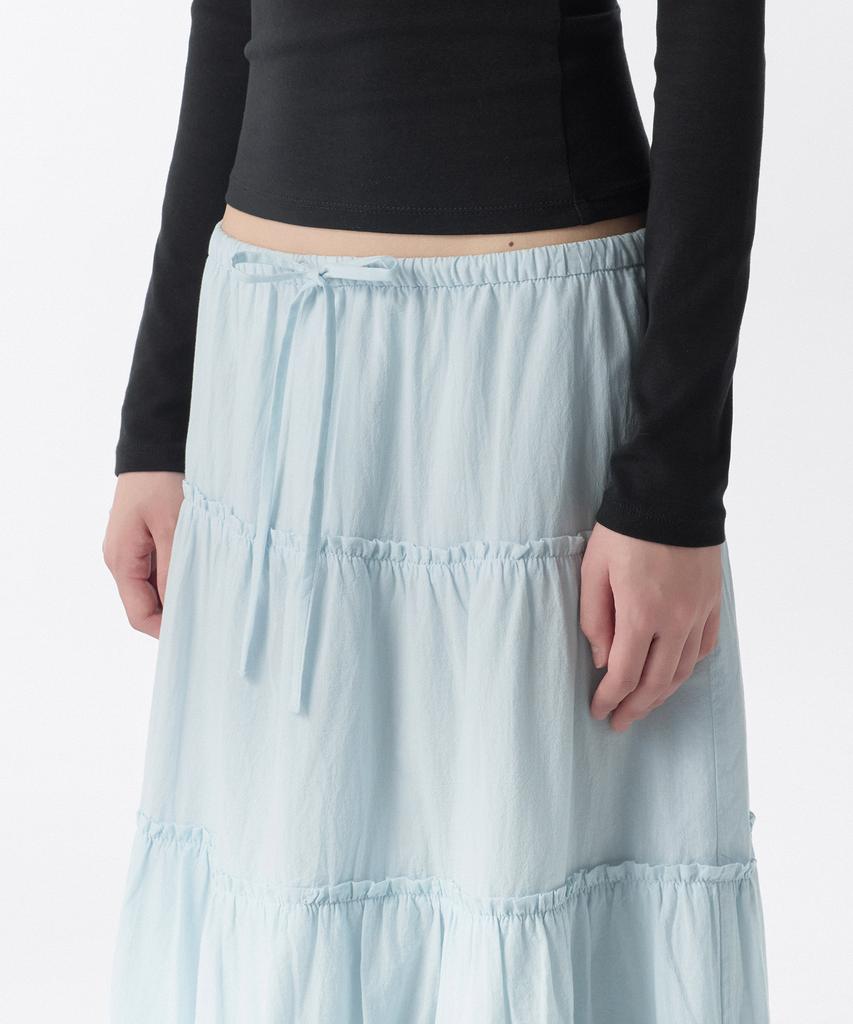 Musinsa Standard Woman Women'S Cotton Tiered Long Skirt [Pale Blue]