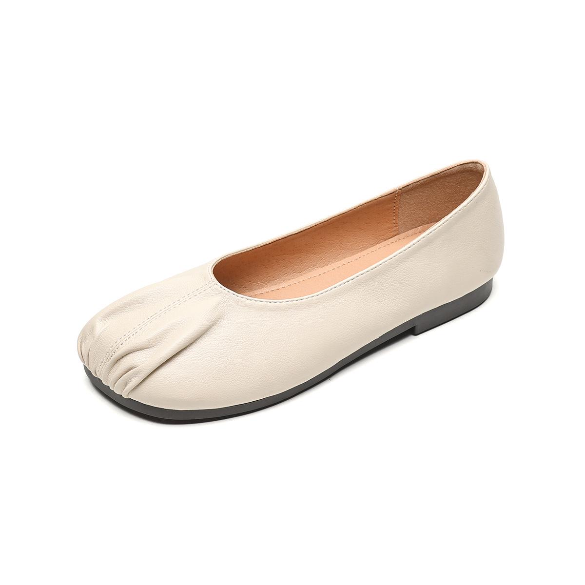 

Weiwei Round Toe Women s Pleated Slip-on Flat Mary Janes 37 абрикосовый