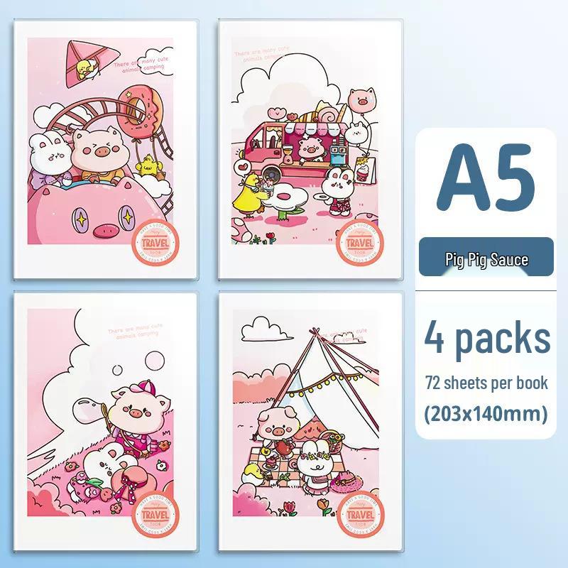 Soft Leather Student Notebook - A5/B5 Lined, Thick Cartoon Diary