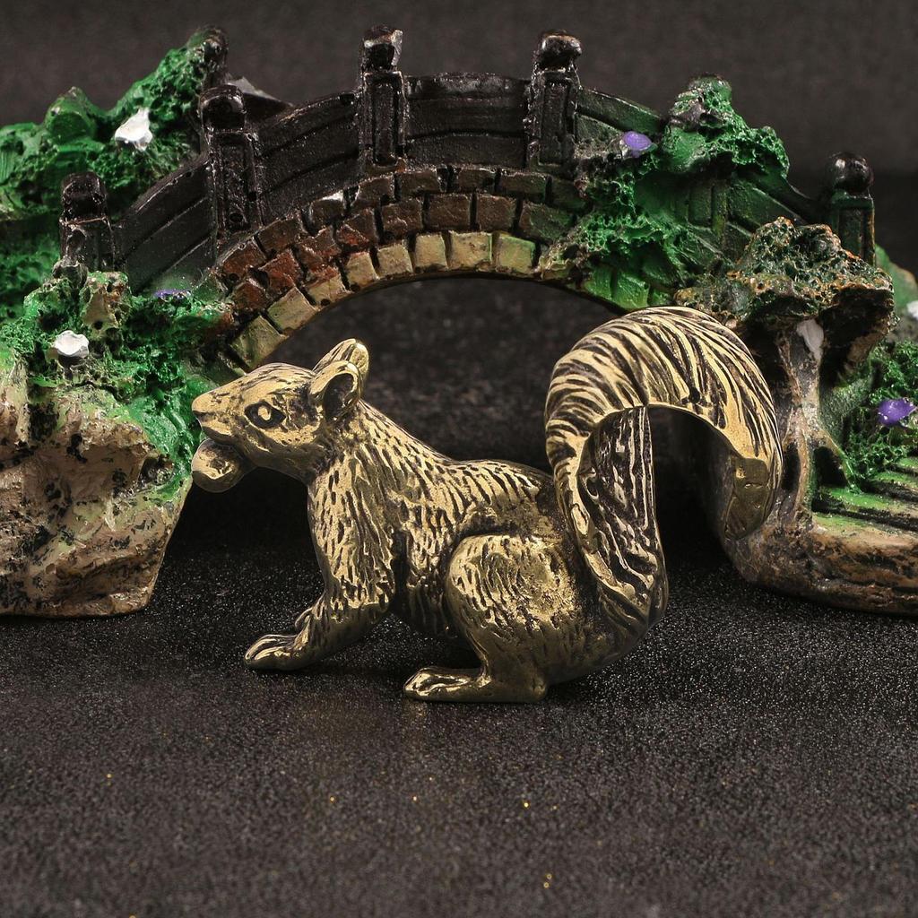 Brass Squirrel Figurine Copper Sculpture