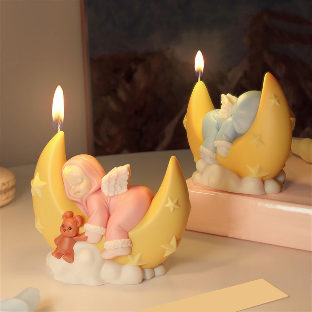 Moon Baby Figurine Silicone Molds for Candle Soap Chocolate Candy Cake Fondant Decoration Cement Gypsum Silicone Molds