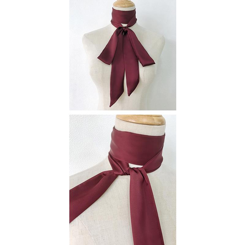 5X200Cm Satin Silk Narrow Scarf Neckerchief Solid Neck Scarves Long Silk Thin Scarf Head Neck Hair Band Bag Ribbon Headbands Diy