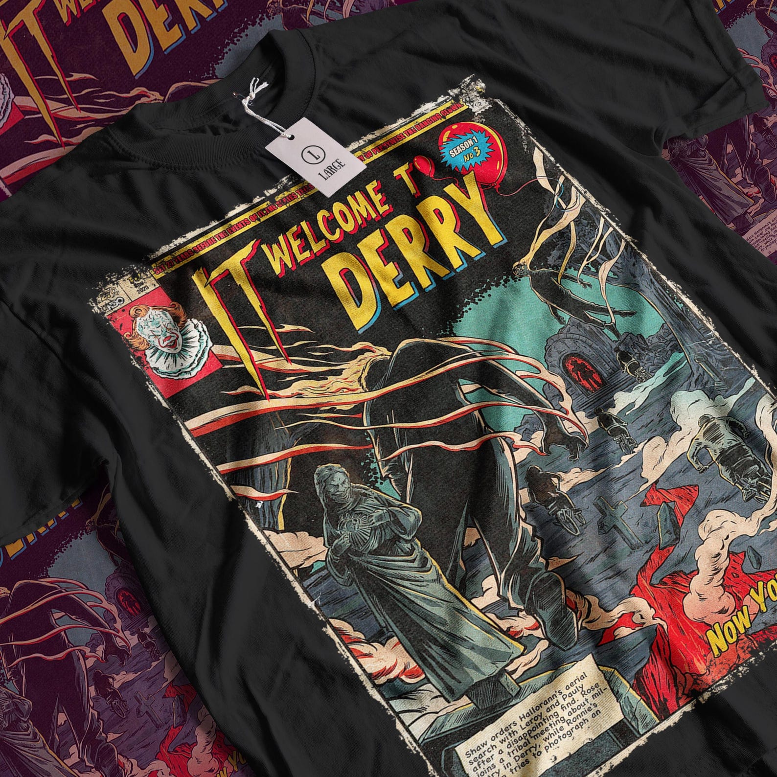 Welcome to Derry T-Shirt: Vintage Horror Movie Graphic Tee 3XL