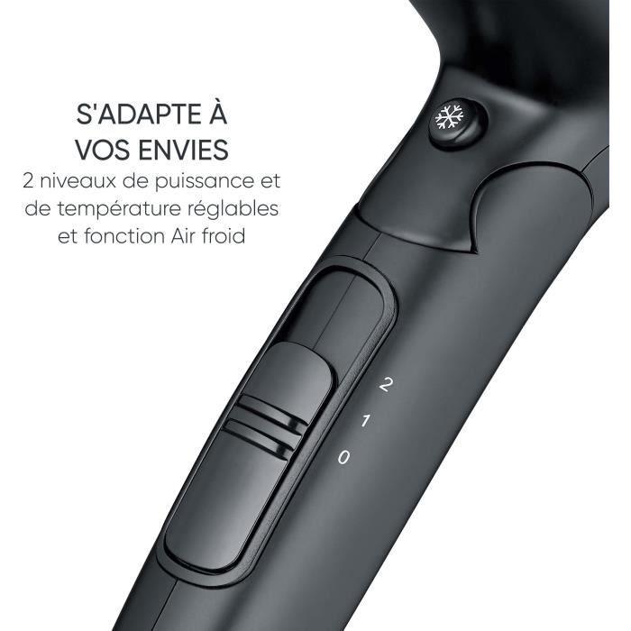 Sèche-cheveux de voyage compact - severin - ht 0159 - diffuseur &amp; concentrateur - 1600 w - poignée pliable - noir