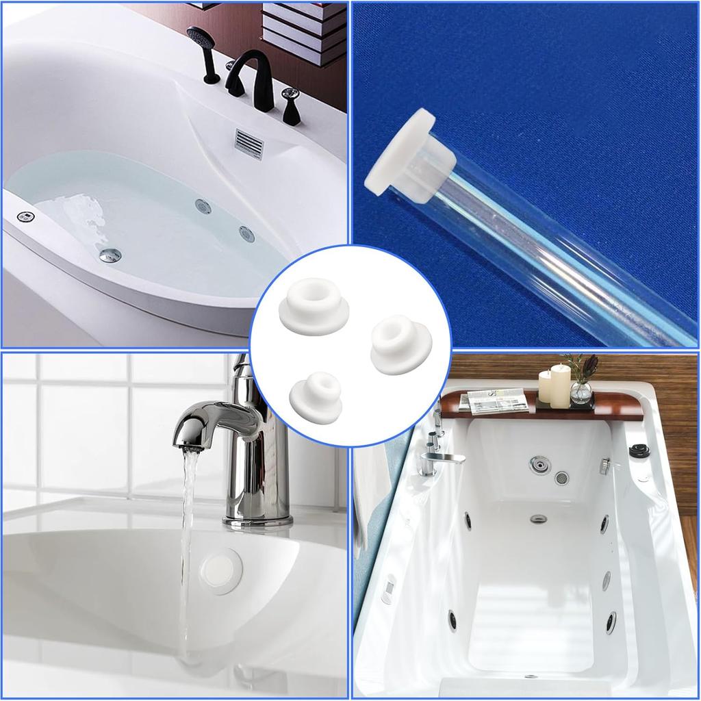 12PCS Silicone Bathtub Jet Covers, Waterproof Hole Plugs for 12mm, 15mm, 17mm, 19mm, 21mm, 23mm Tubes - Includes 2PCS of Each Size, Durable & Easy to