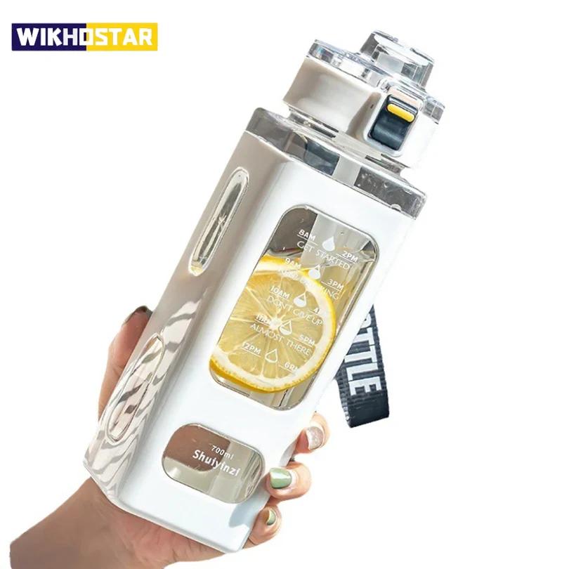 1 szt. 700 ml przenośna sportowa butelka na wodę ze słomką kubek niekapek plastikowa herbata mleko BPA wolna butelka na napoje Gourde odpowiednia do użytku na zewnątrz