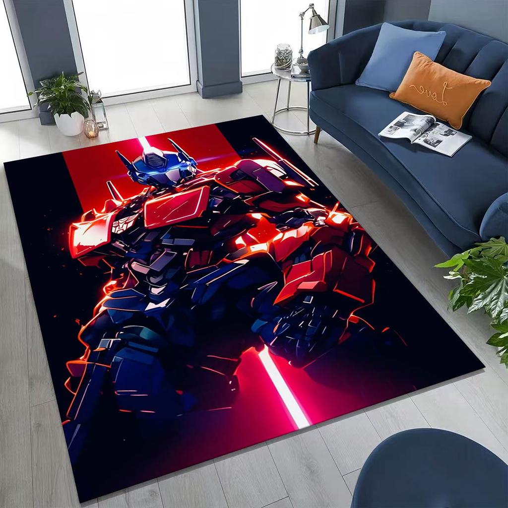 Cartoon T-Transformers Autobots Optimus Prime Rug for Bedroom Living Room Sofa Home Doormat Decor, Large Kids Non-slip Floor Mat