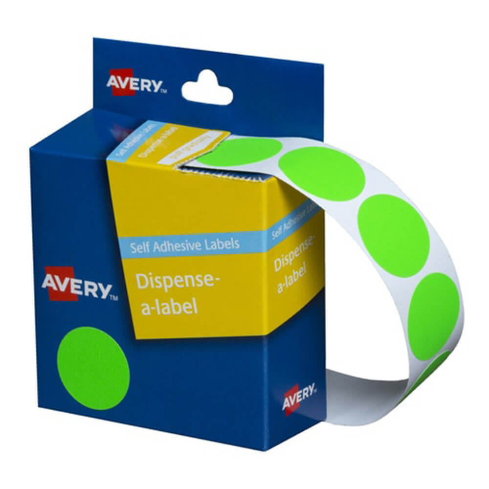 Avery Selbstklebende Punktetiketten 350 Stück 24 mm (Fluoreszierendes Grün)