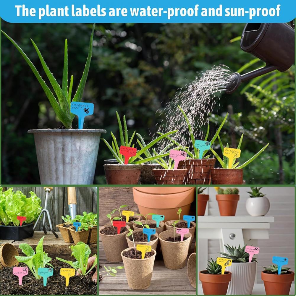 Waterproof Plant Tags T-shaped Plant Markers 100pcs T-type Plant Tags Garden Labels Plastic Markers Waterproof Reusable