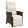 VidaXL Garden Recliner Chair with Brown Wicker Cushions, Reclining Garden Armchair, Recliner 365660