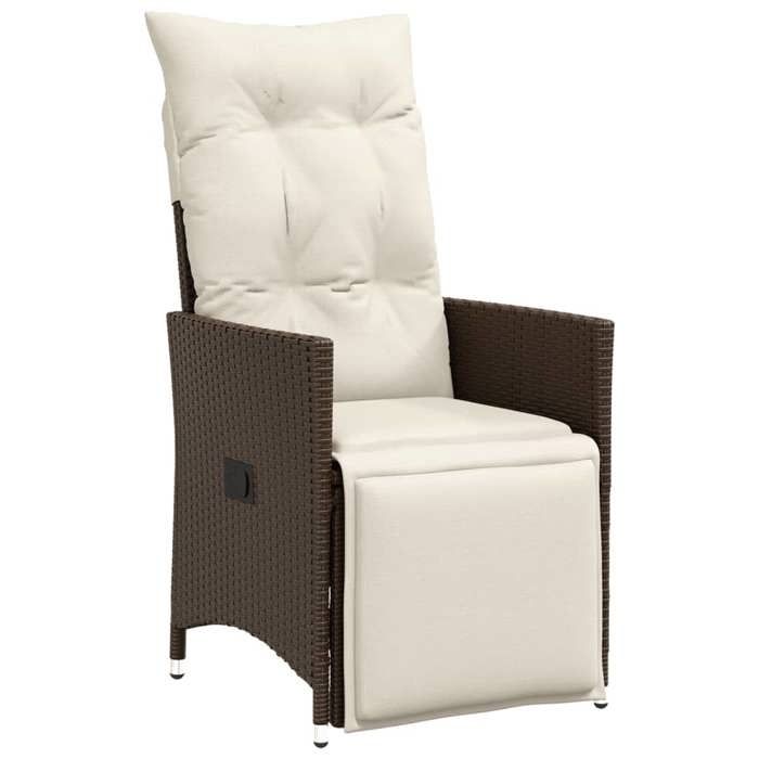 VidaXL Garden Recliner Chair with Brown Wicker Cushions, Reclining Garden Armchair, Recliner 365660