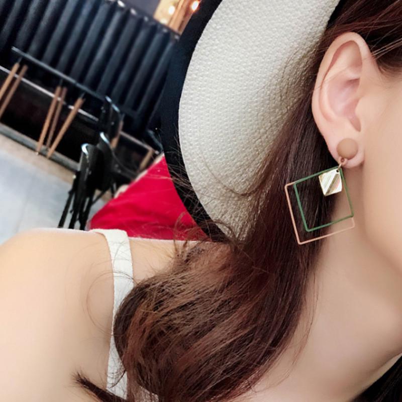 New Korean Heart Statement Drop Earrings  for Women Fashion Vintage Geometric Acrylic Dangle Hanging Earring Jewelry ear stu