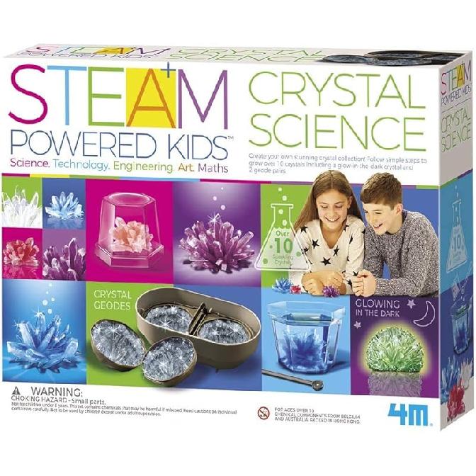 4M Crystal Growing Science Kit - 3 Colored Crystals - Easy DIY STEM Toys Lab Experiment Specimens, A Great Educational Gift for Kids & Teens, Boys & Combo Science Kit