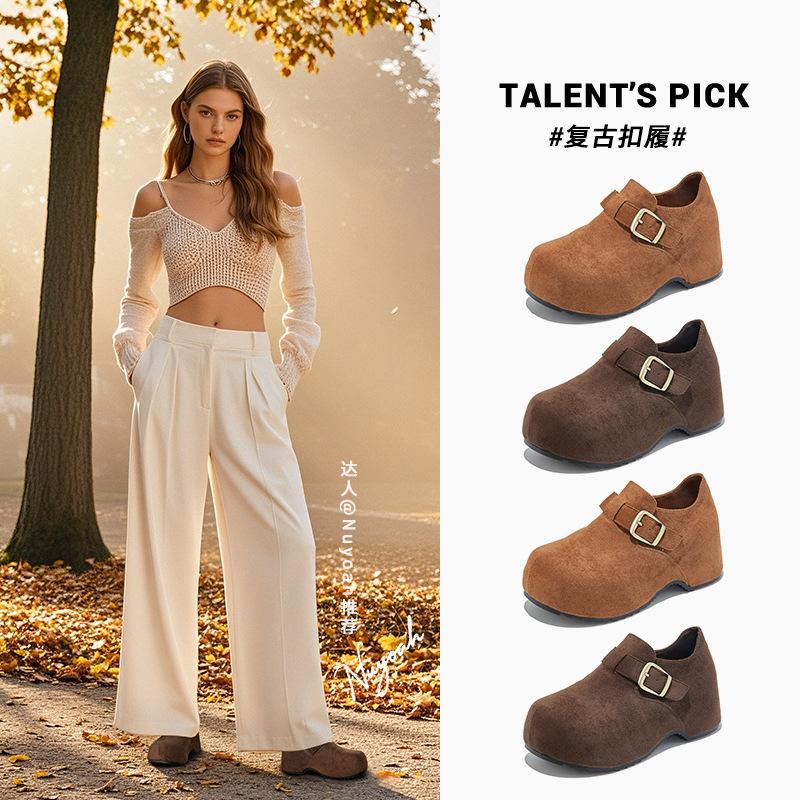 Suction Film Bottom Kapibara Kangaroo Shoes Women's 2026 Spring Thick Sole Light Luxury High-end Single Shoes Women's Shoes
