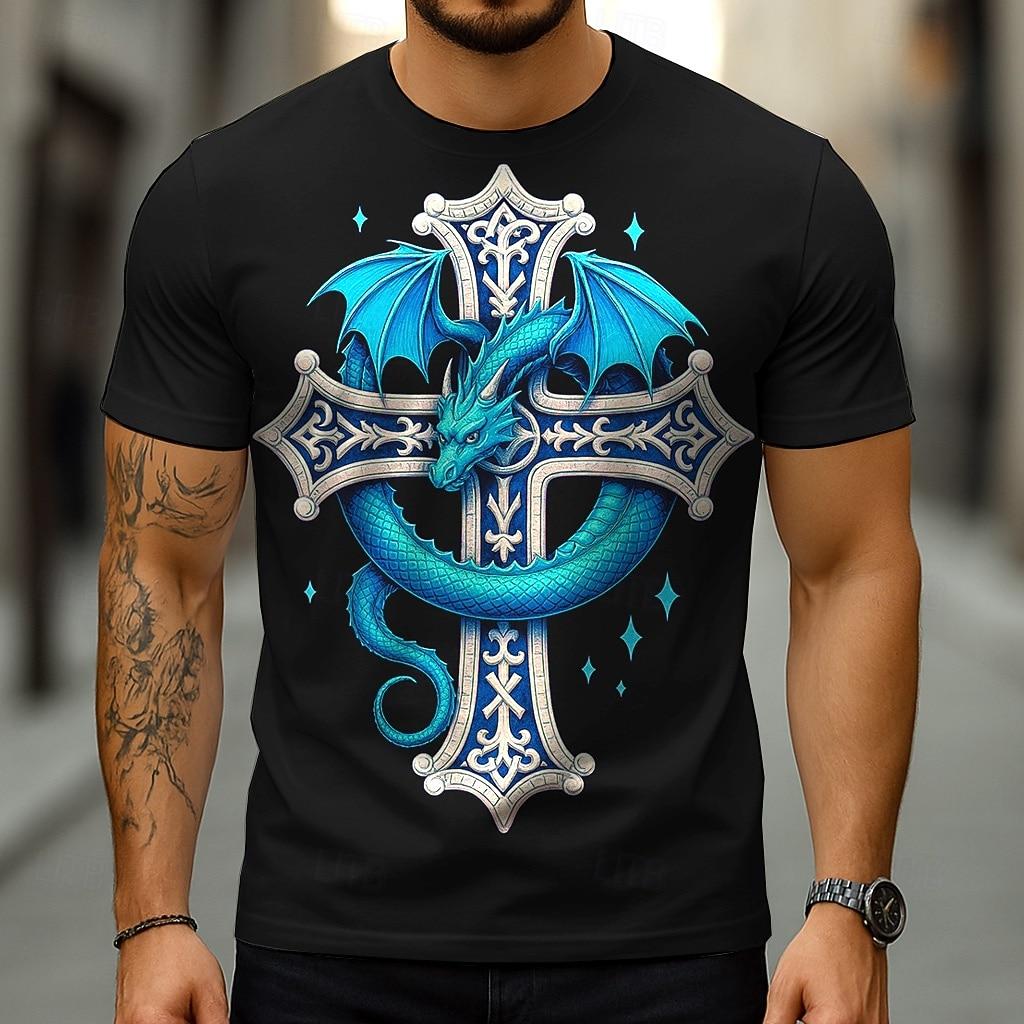 Herren 3D Celtics Lebensbaum T-Shirt Kurzarm T-Shirt 3D Druck Rundhals Shirt Wikinger Designer Party Straße Lässig Marineblau