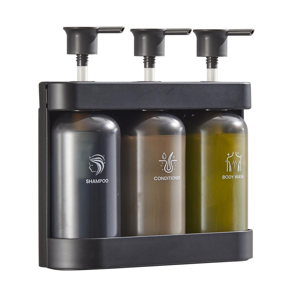 Shower Soap Dispenser Wall Mounted Shower Dispenser 3 Chamber Shampoo Conditioner Body Wash Dispenser for Bathroom