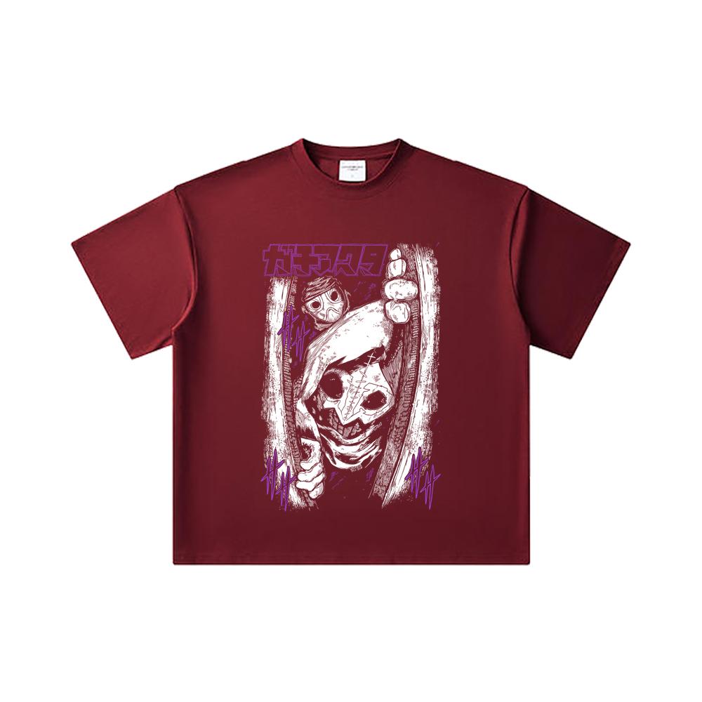 

260 GSM Double Yarn 32 Count 100% Cotton Gachiakuta V9 Print Unisex Heavy Cotton T Shirt 2XL вина червоного кольору