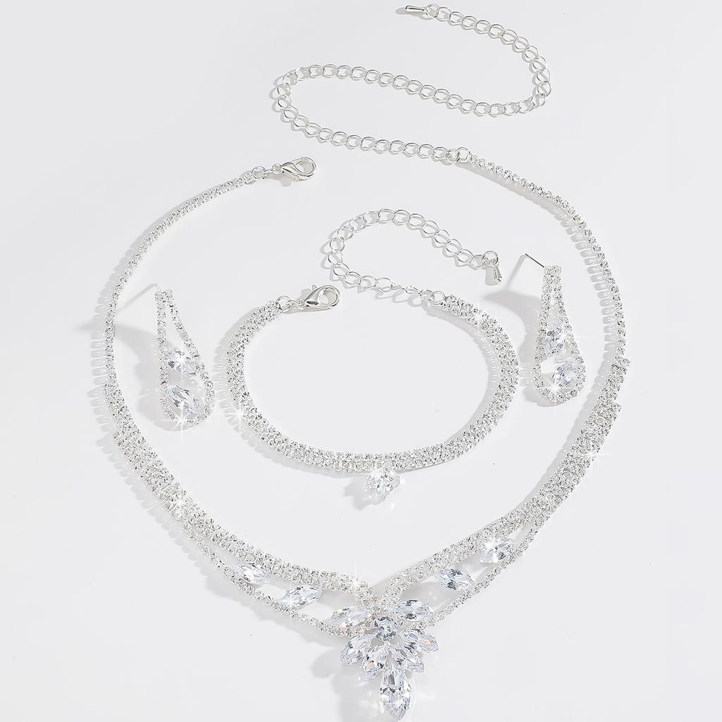 Braut Strass Klaue Kette Halskette Ohrringe Set Hochzeits Schmuck Klaue Kette Galvanik Schmuck