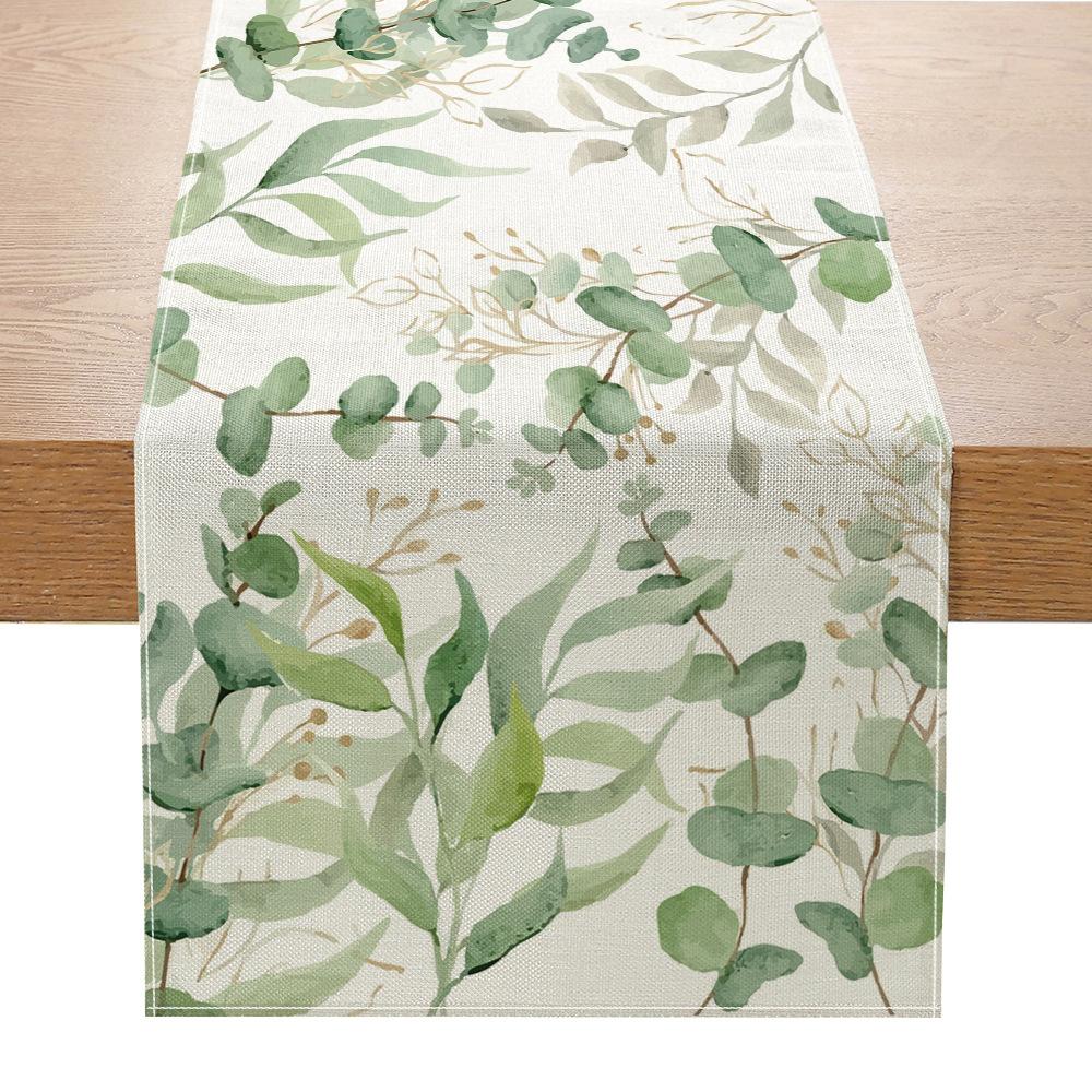 Green Plant Series Printed Table Flag Linen Home Decoration Table Table Cloth Cabinet Tea Table Decorative Cloth