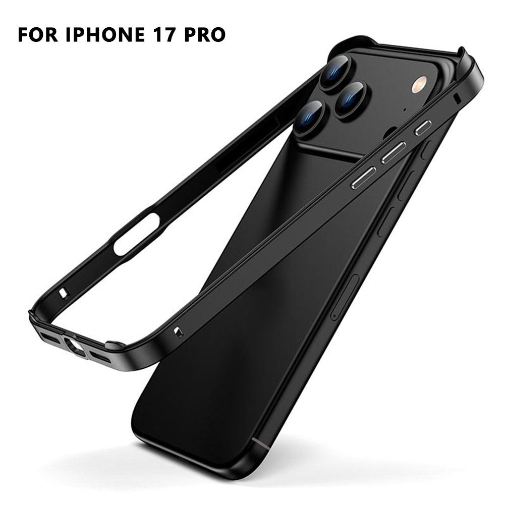 

Luxury Alloy Metal Bumper Phone Case For iPhone 17 Air 17 Pro Max 17 Pro Silicone Lining Corner Pads Anti Collision Frame