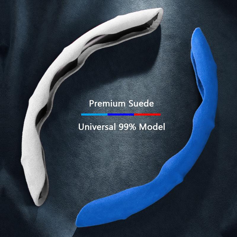 Suede Leather Steering Wheel Cover 38cm Car Steer Wheel Protector Textured Anti Slip Sweatproof Universal Decoration Accessories