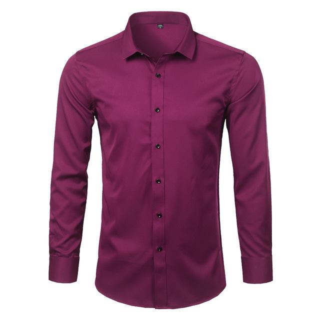 New Men's Minimalist Slim Fit Long Sleeve Shirts Classic Business Solid Color Office Shirt Casual Men's Clothing Tops