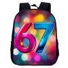 Printed Kindergarten 67 Six Seven Schoolbag, Cartoon Animation 12-inch Backpack Casual and Light