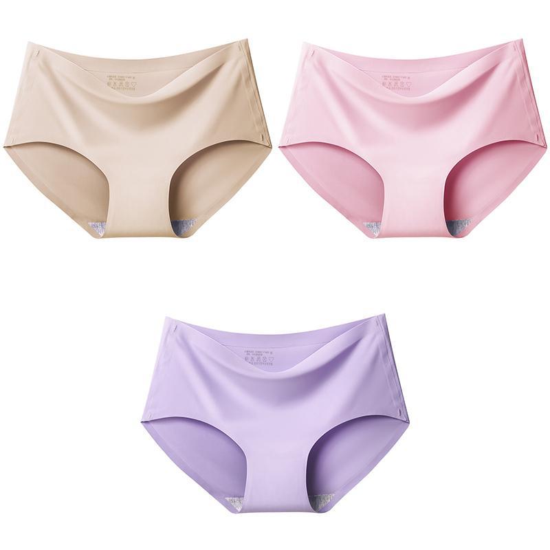 

Бесшовные трусики из ледяного шелка для женщин, 3 шт./компл., удобные интимные трусы большого размера, со средней талией, M-XXL, несколько вариантов цвета, нижнее белье 4XL&3pcs