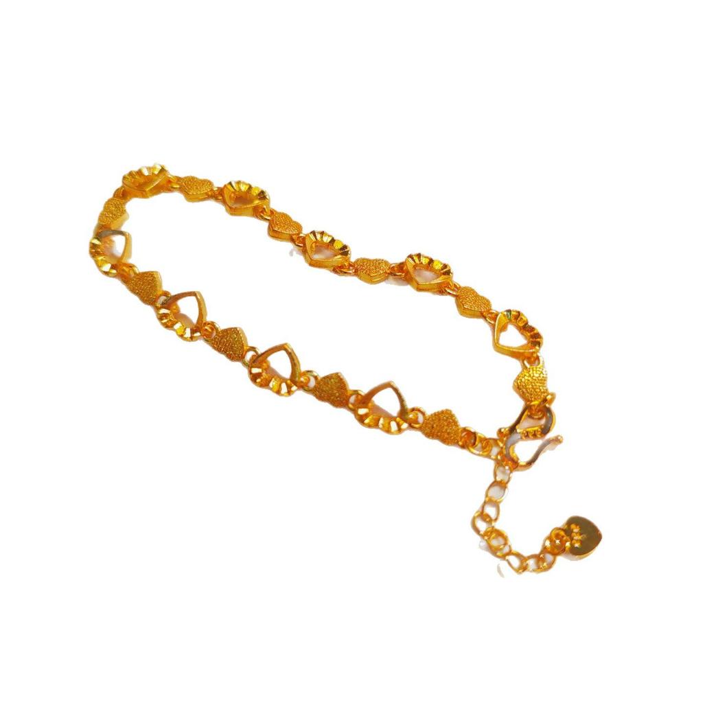 Gold-Plated Brass Heart Bracelet - Women's Electroplated Imitation Gold Jewelry