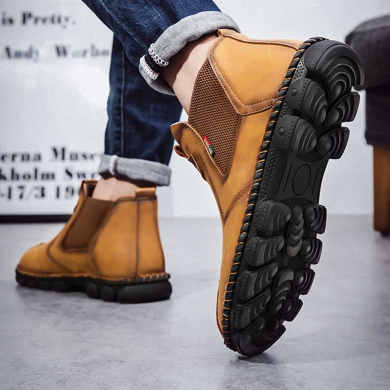 Mens Handmade Genuine Leather Boots Large Size Comfortable Ankle Boots for Men Casual Shoes Outdoor Boots Chelsea Boots