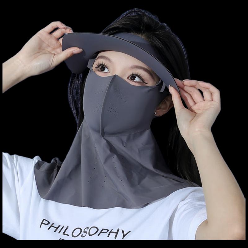 LCsanyp Summer Full Face Sun Protection Visor Hat with Detachable Ice Silk Mask