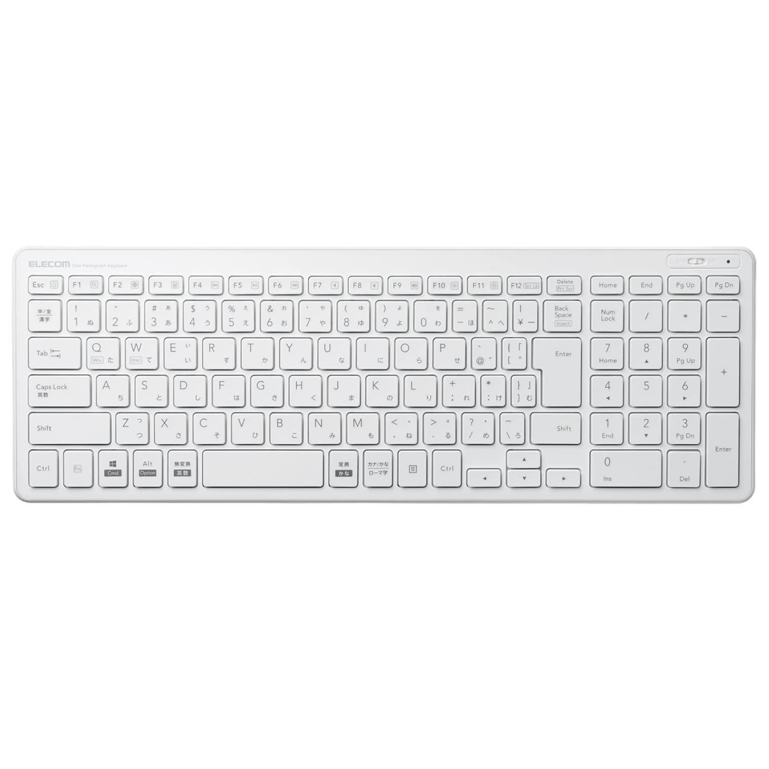 

ELECOM Keyboard Wireless Pantograph Compact Keyboard White USB-A (Receiver Included) TK-FDP099TWH білий